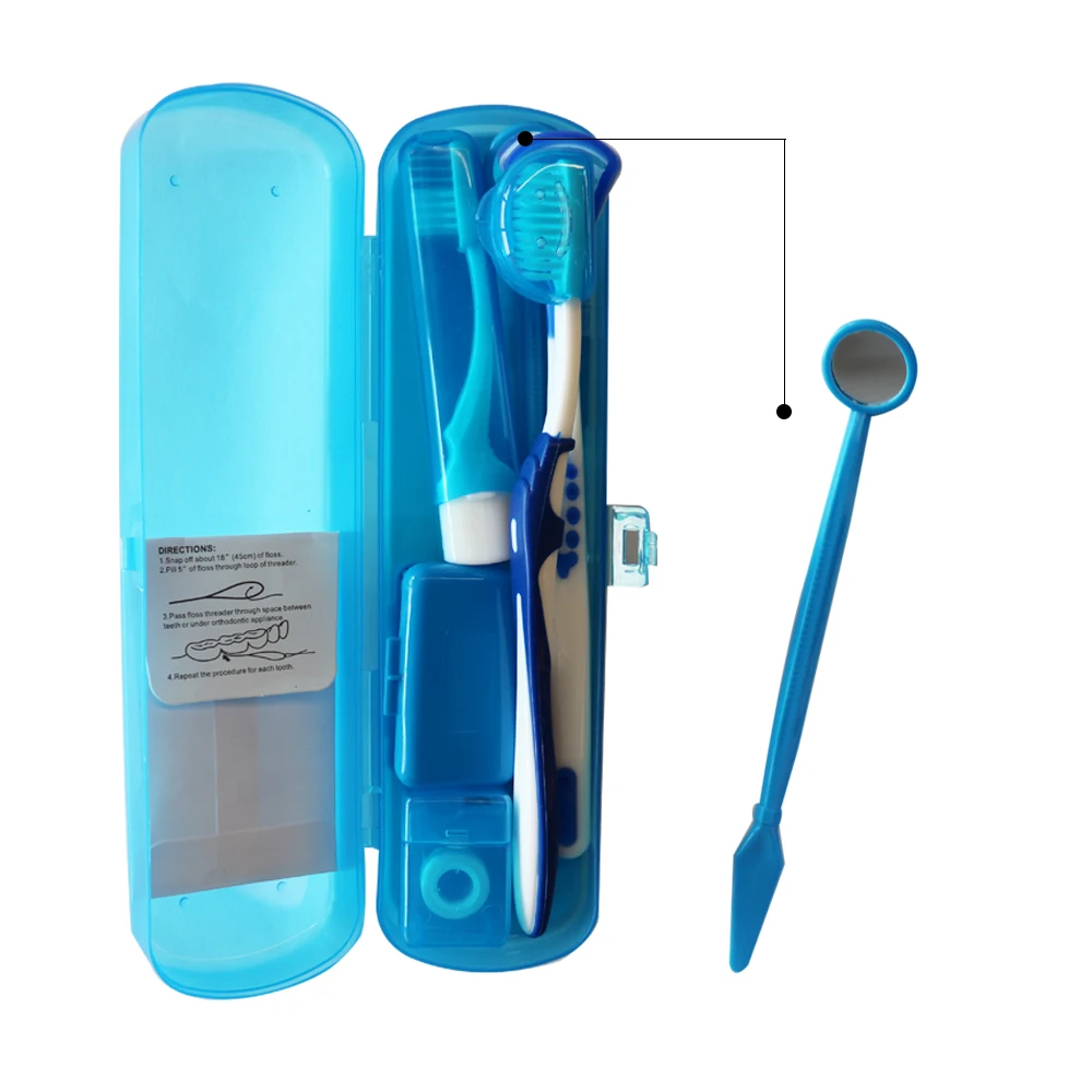 Juego de limpieza de dientes para ortodoncia, kit de cepillos de dientes para el cuidado bucal, espejo Dental plegable, 8 piezas