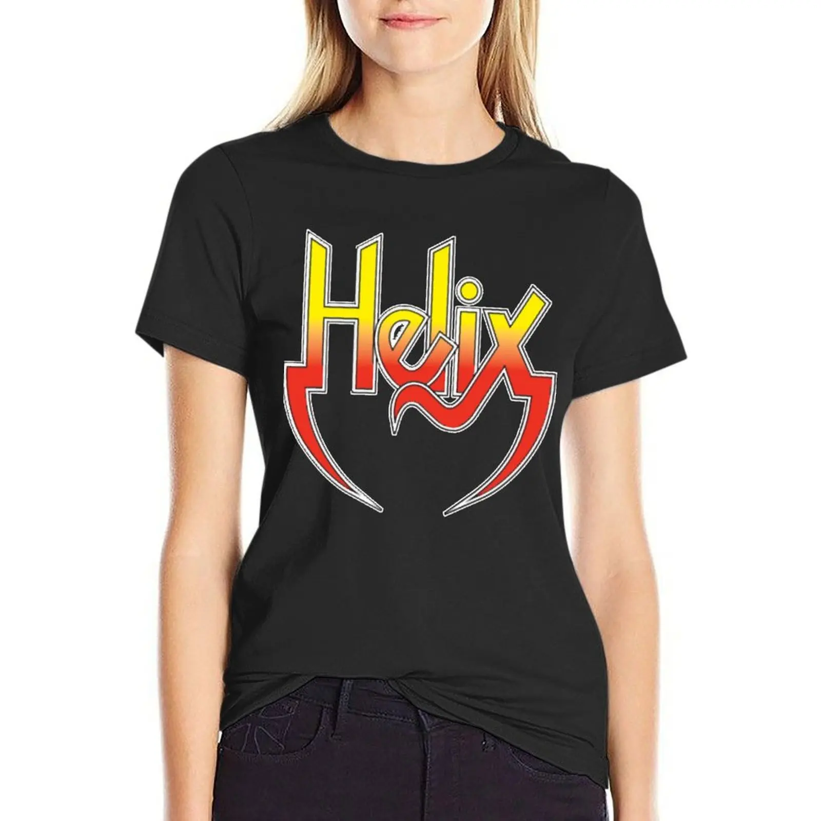 

Helix Band Logo T-Shirt shirts graphic tees blacks korean fashion black t shirts for Women