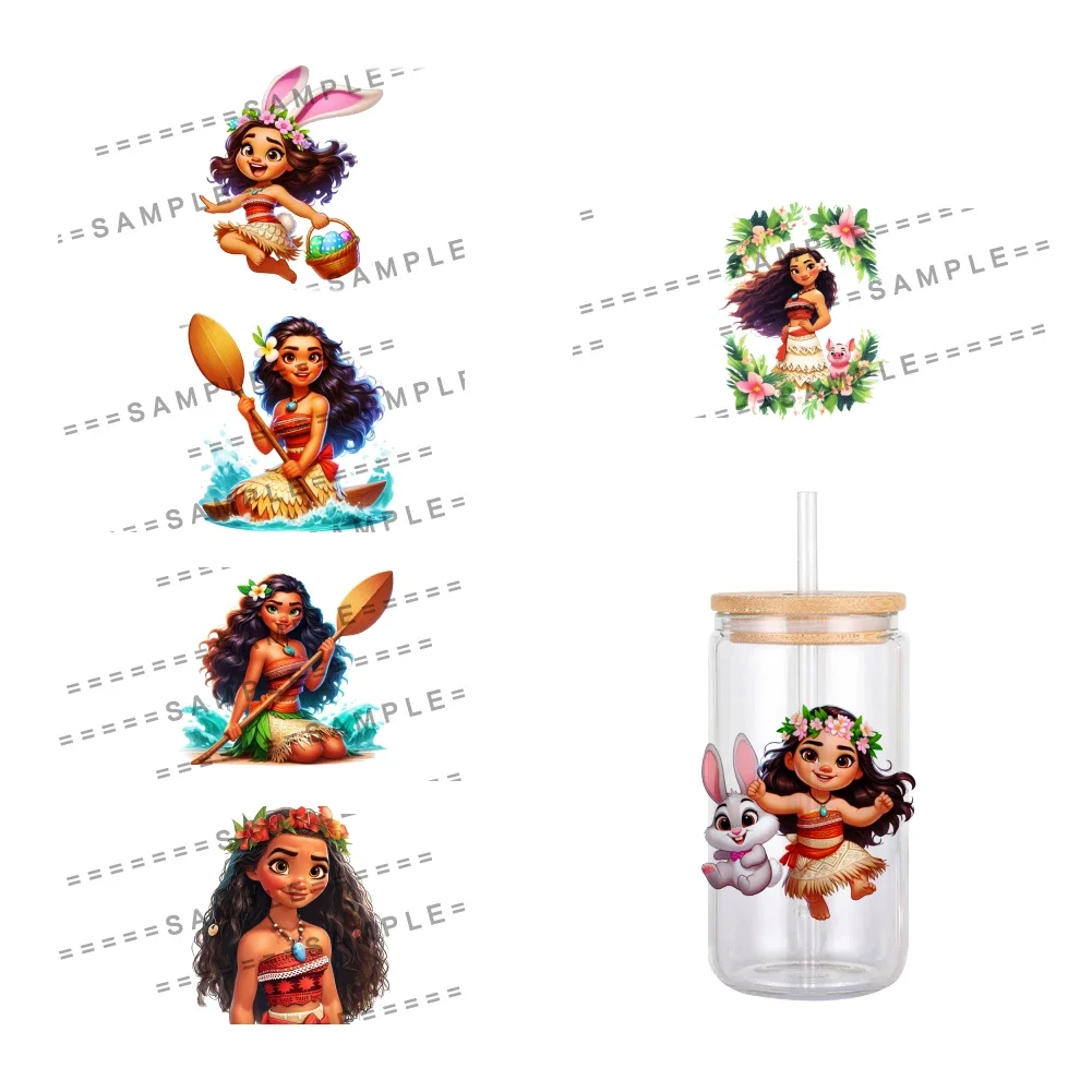 Disney Movie Moana Cute UV DTF Transfer Sticker Waterproof Transfers Decals For 16oz Glass Cup Wrap Stickers 11x12cm