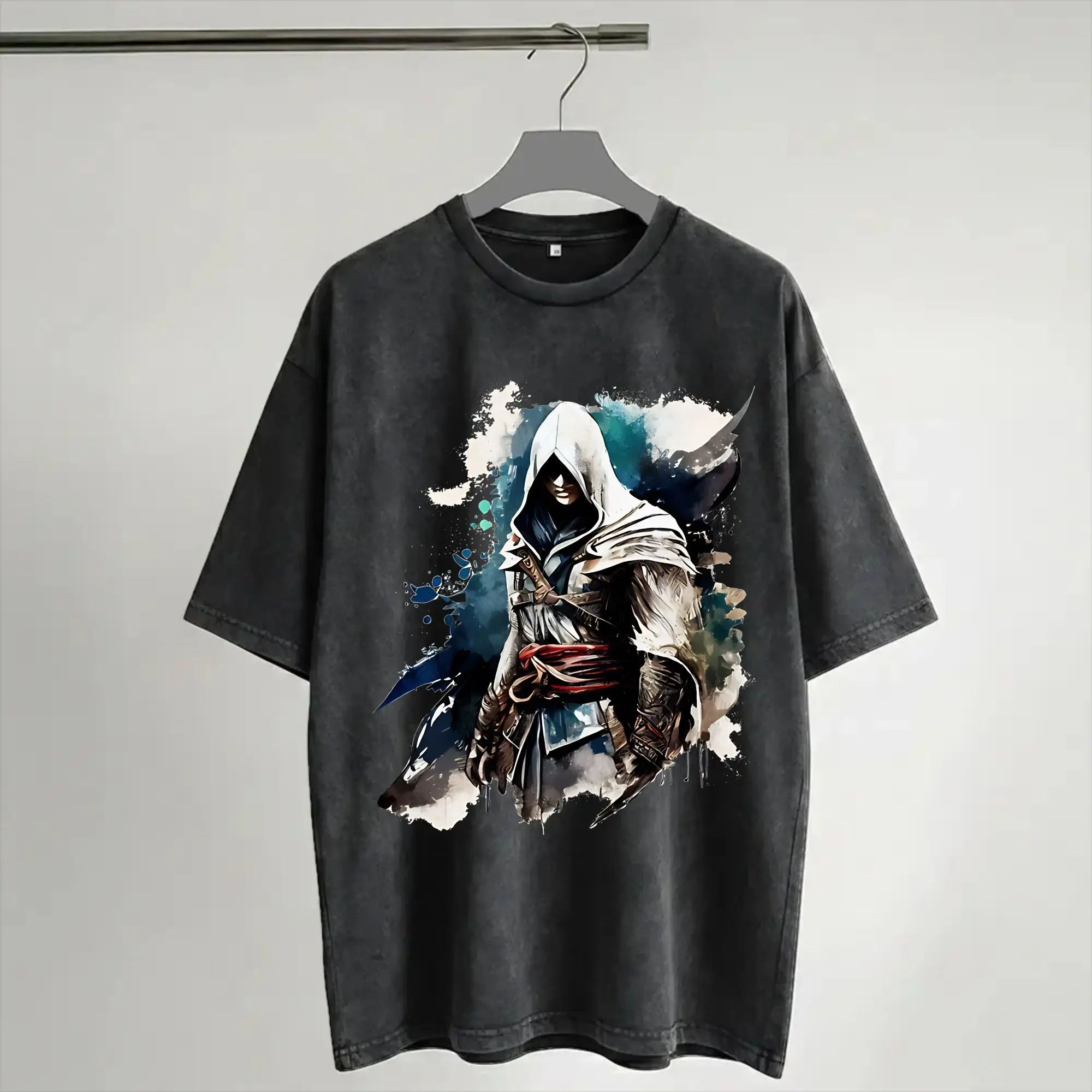 Assassines Creed Requiescat In Pace  T Shirts Hip Hop Washed Short Sleeve Harajuku T-Shirt  Cool for Men Women Streetwear