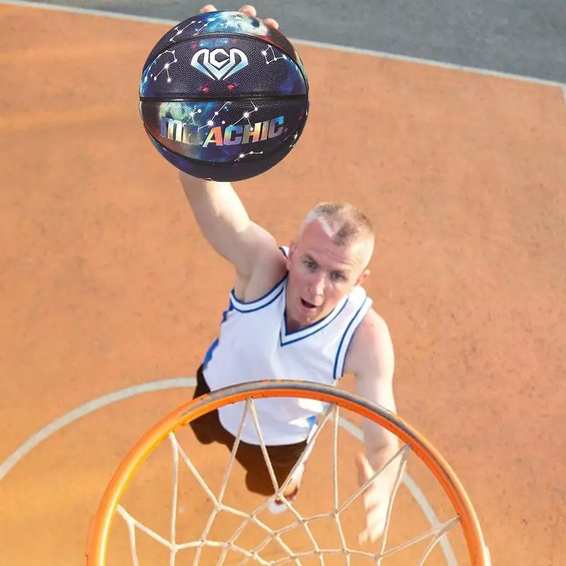 Jeu de basket-ball lumineux de nuit, jeu de nuit, sports de nuit, taille 7, usure, coulée à degrés, extérieur