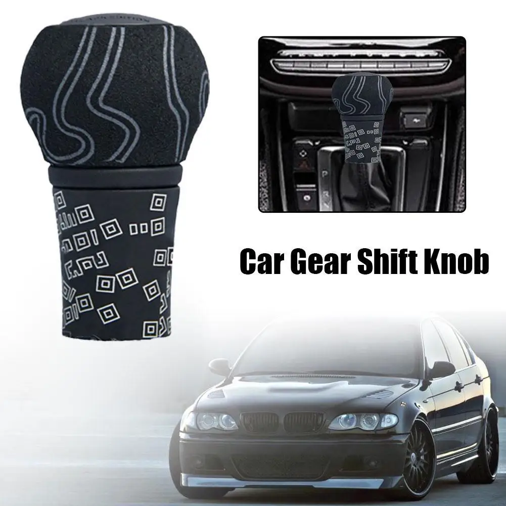 mo ULTRA BLACK EDITION Car Gear Shift Knob Graffiti Suede Leather Manual Transmission Stick Shifter Lever