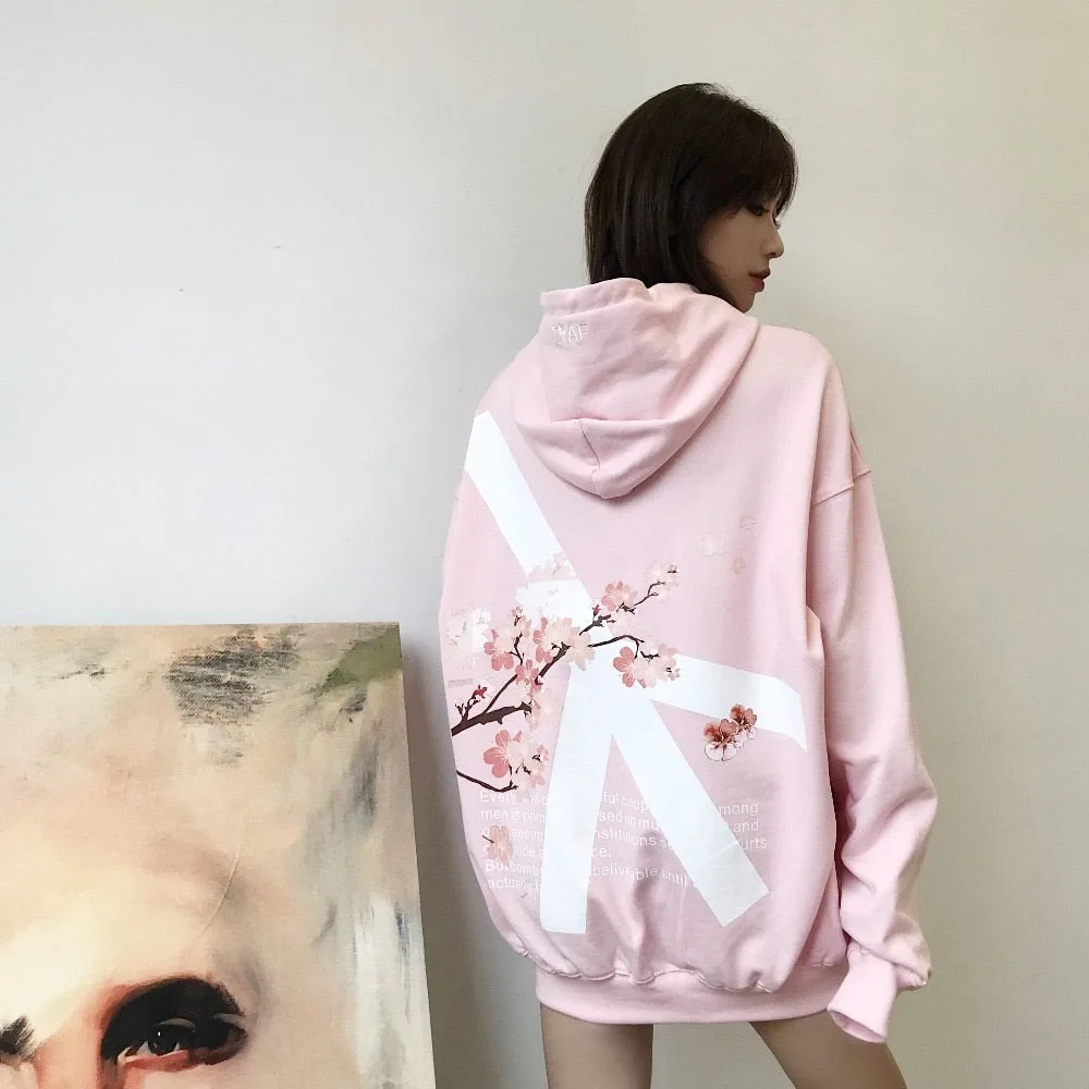 Fresh Sweet Light Pink Floral Pattern Element Loose Sweatshirts Fashion Autumn Daily Dressing Up Long-sleeves Retro Clothes