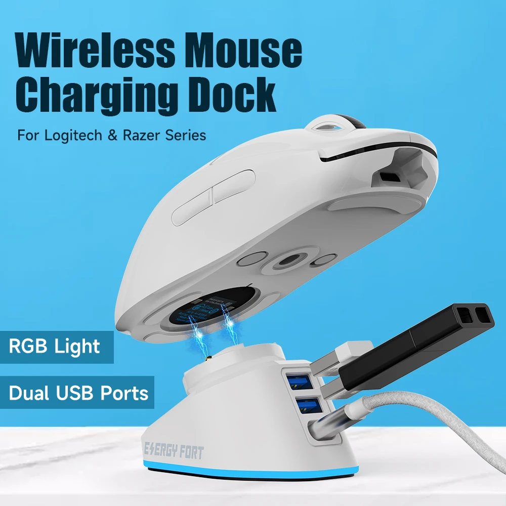 Mouse Charger Stand for Logitech G Pro X Superlight 2 DEX G502X Plus G903 G703 PRO2 Lightspeed Wireless Gaming Mice Dock Station