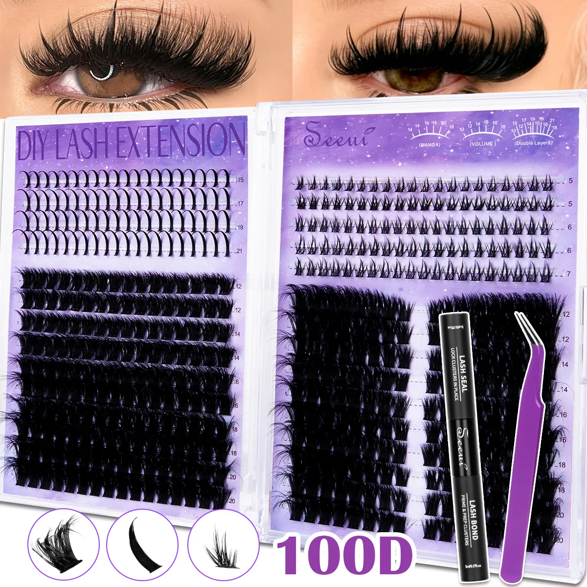Wimpern-Cluster-Set D-Curl Wispy Wimpernverlängerungen Spiky Wimpern Untere Wimpern mit Kleber Anfängerfreundlich für Tägliches Tragen & Partys – Detail 5