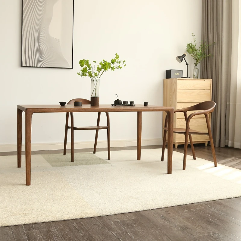 

Walnut color all solid wood ash wood dining table Qingmu Hall Chinese ancient style Italian minimalist restaurant