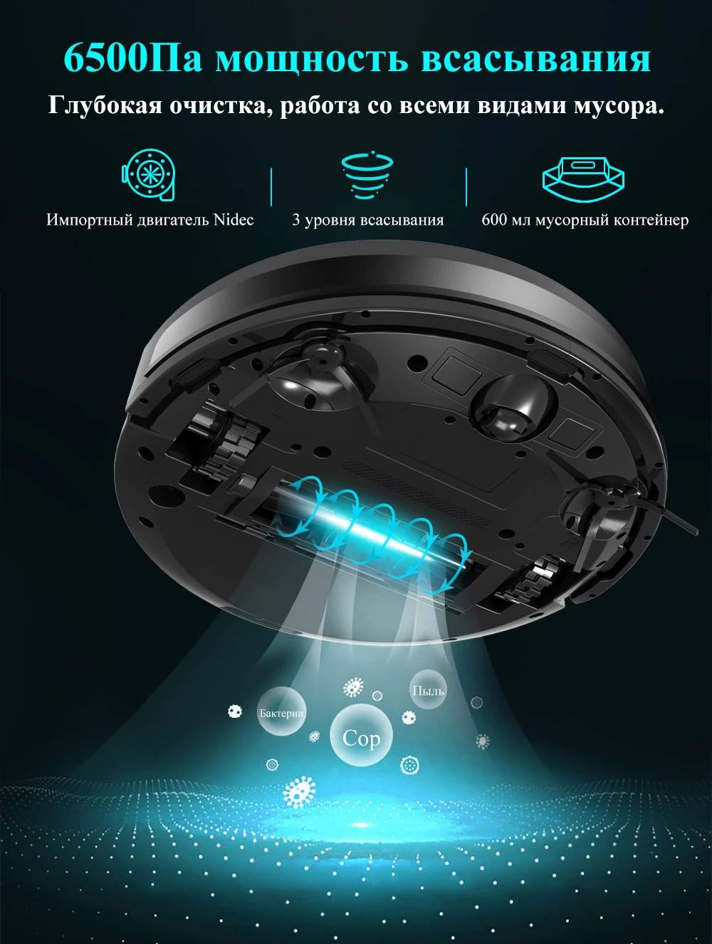 Робот-пылесос ABIR X8,лазерная Швабра Lidar,6500 ПА всасывание, УФ-лампа