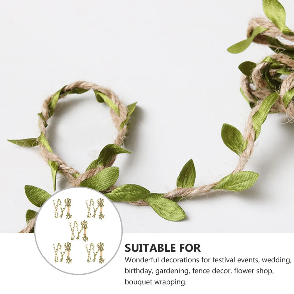 

5pcs 2M Diy Decorative Rope For Flower Bouquet Wrapping Wedding Birthday Garden Burlap Vine Decor Party Craft Packaging