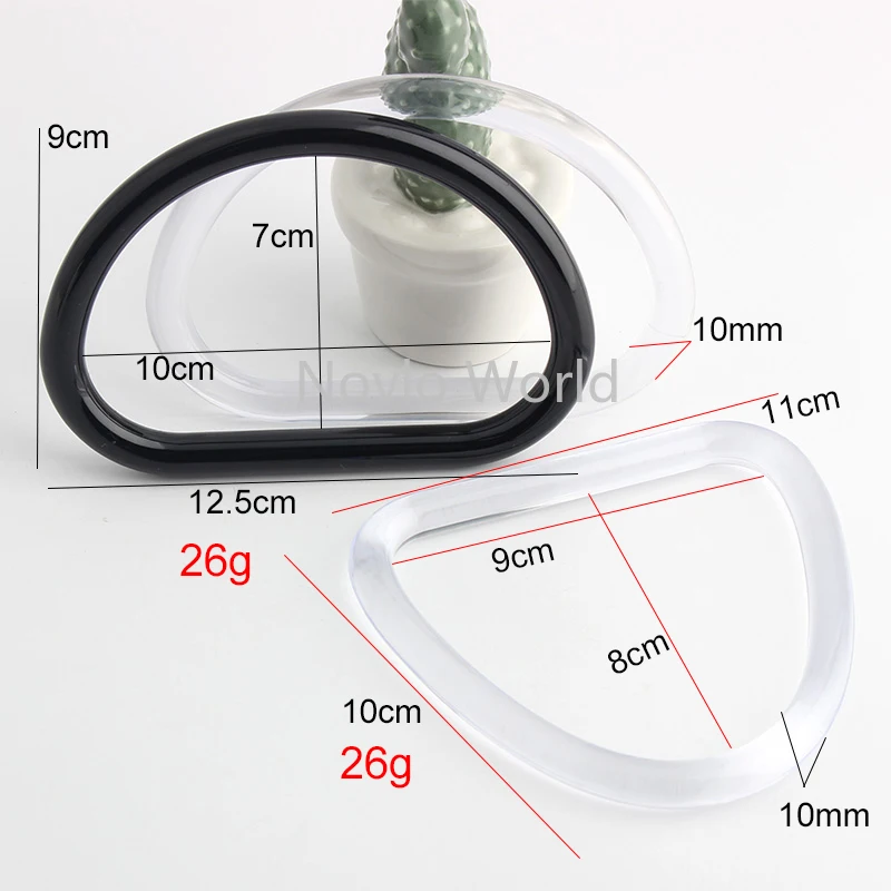 2-10-20 pieces,2 size 2 colors 10X7cm transparent black rings,9X8cm transparent D handle,women crochet bag plastic handles