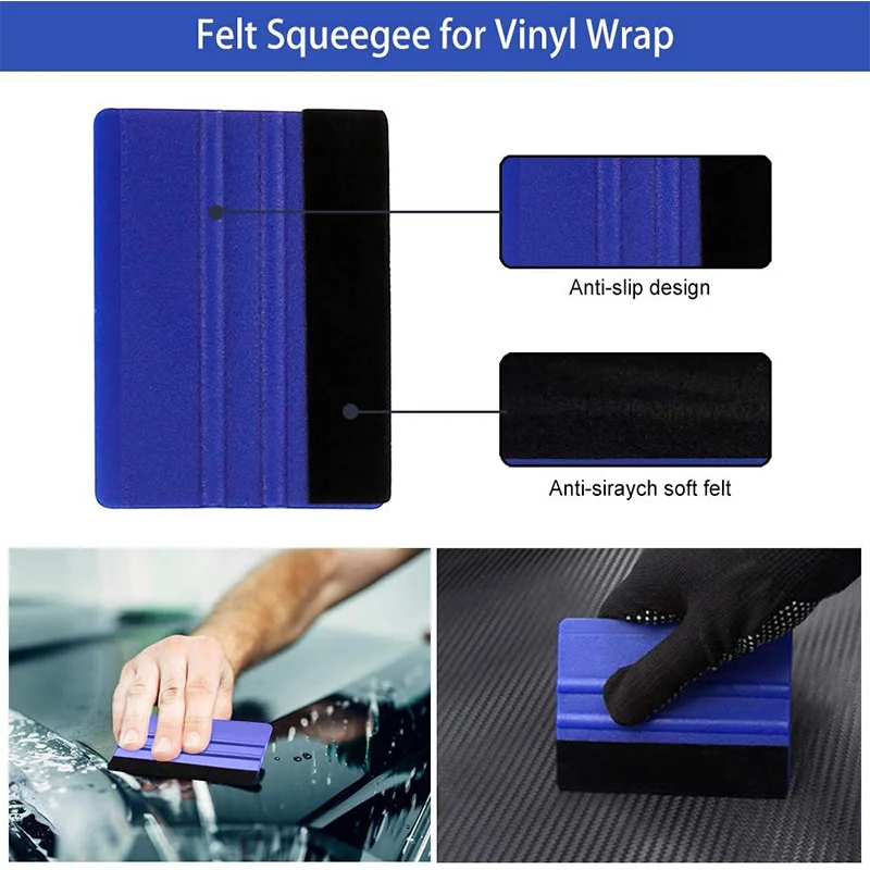 8Pcs Car Vinyl Wrap Film Squeegee Scraper Tools Carbon Fiber Decal Film Installation Edge Trimmer Squeegee Kit Auto Accessories