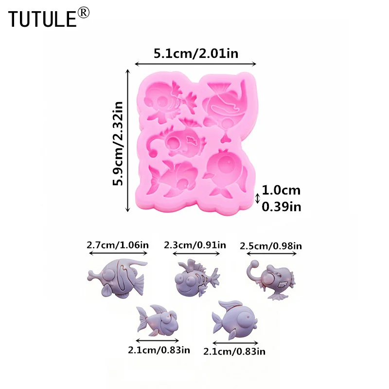 لتقوم بها بنفسك الأسماك الصغيرة الوجه الحلوى كعكة بالشيكولاتة قالب من السيليكون ثلاثية الأبعاد قطرة السمك الغراء مجوهرات اكسسوارات راتنجات الايبوكسي الطين قوالب السيليكون #2