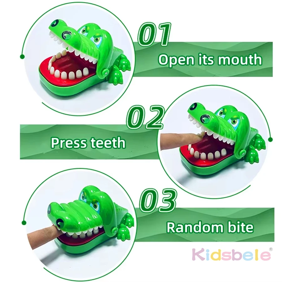 Funny Crocodile Bite Game, Press Teeth Pop-Up Toy, Interactive Surprise Reaction Game for Kids and Parents