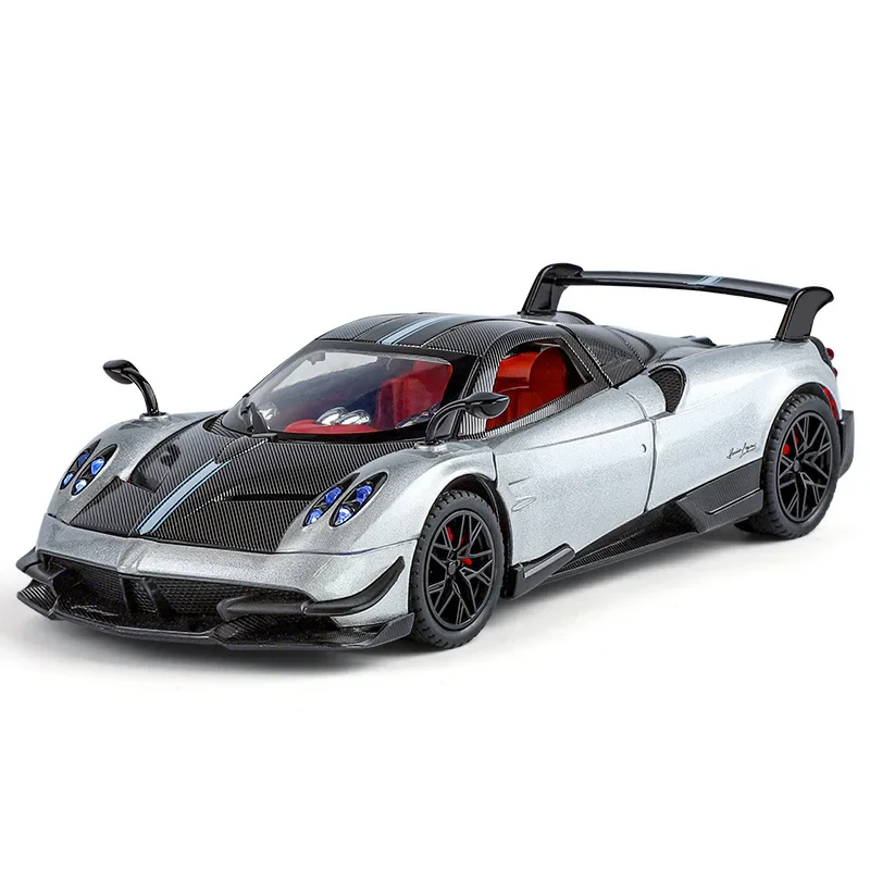 ดอกไม้1/24 Pagani โมเดลรถยนต์อัลลอยด์จำลองรถสปอร์ตของเล่นของเด็กผู้ชายเครื่องประดับสำหรับเล่นอินเทรนด์