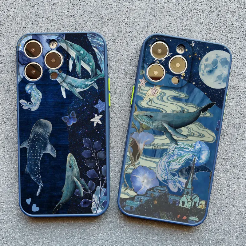 Weltraum-Ozean-Walfisch-Hai-Schwimm-Handyhülle für iPhone 17 16 15 14 11 12 13 Mini Pro Max Cover X XR X 16 15 14 Plus Fundas – Detail 13