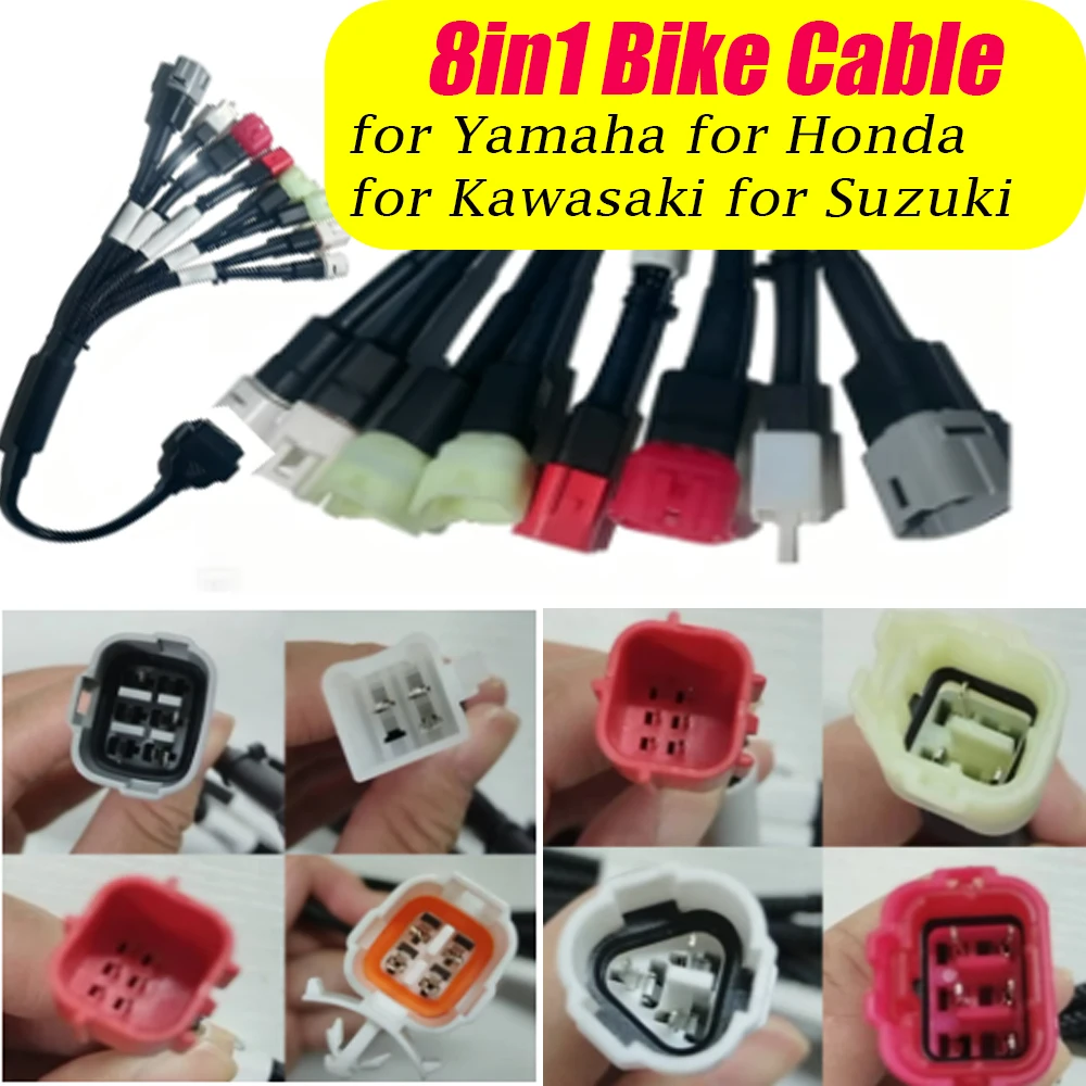 8in1 Cable OBD Extension for Yamaha for Honda for Kawasaki for Suzuki 8in1 Bike Cable OBD Extension Wire Euro4 Motorcycle