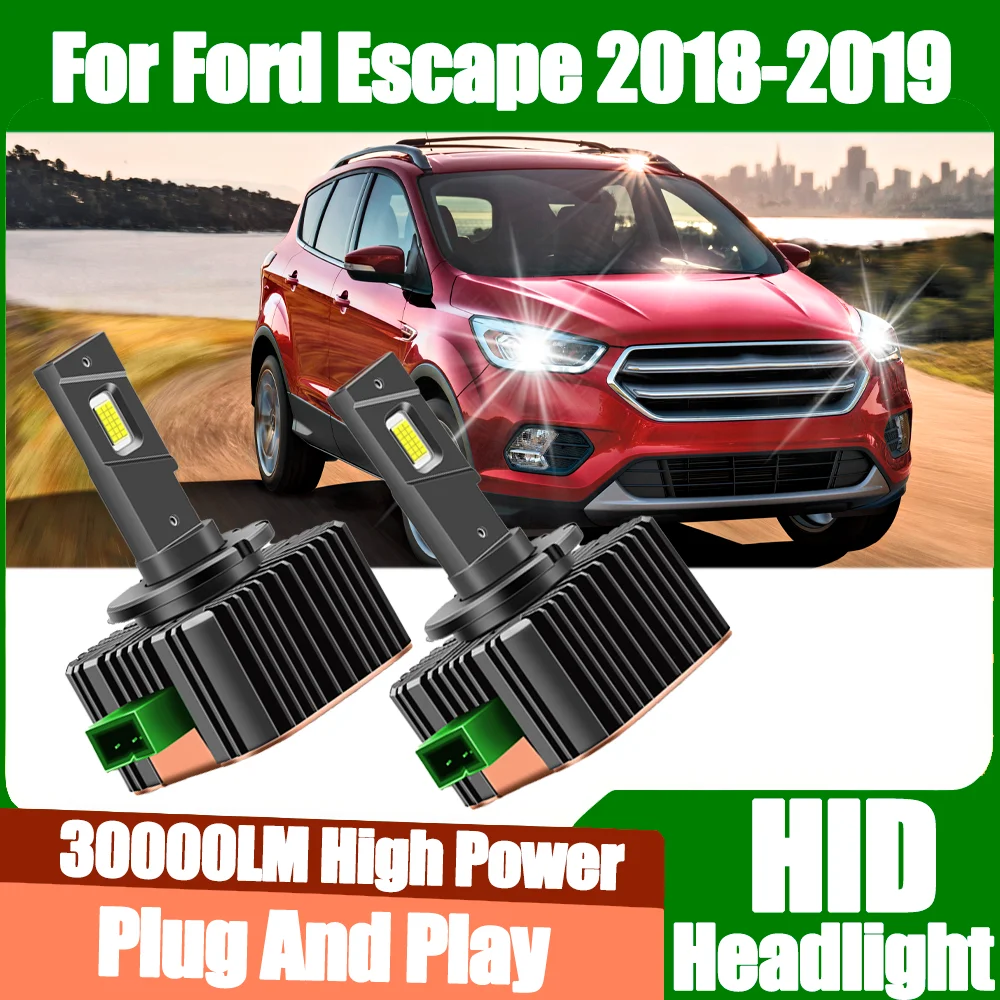 

2PCS 30000LM High Power Super Bright HID Xenon Lamps 6000K White Car LED Headlights Bulbs Canbus 12V For Ford Escape 2018-2019