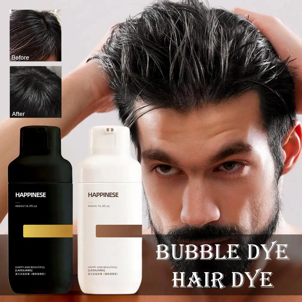 

500ml 3 In 1 Hair Color Shampoo Black Hair Dye Covering Hair Hair Styling Black Dye Fast Dye Hair White Shampoo Plant Cream K4W4