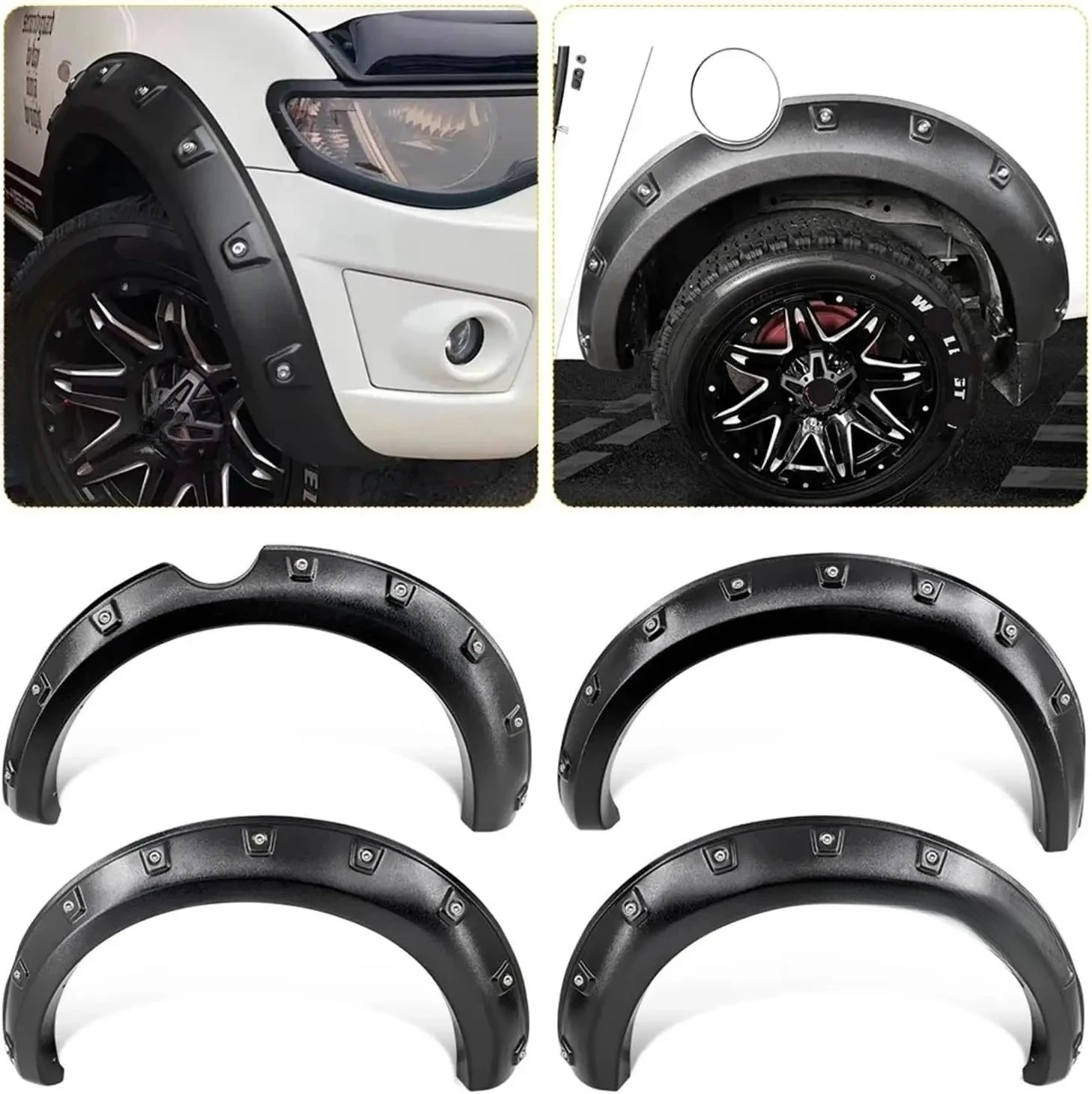 Rivet Style Wheel Arch Flares for Mitsubishi Triton L200 2006-2014 Textured Wheel Arch Protector Mudguards