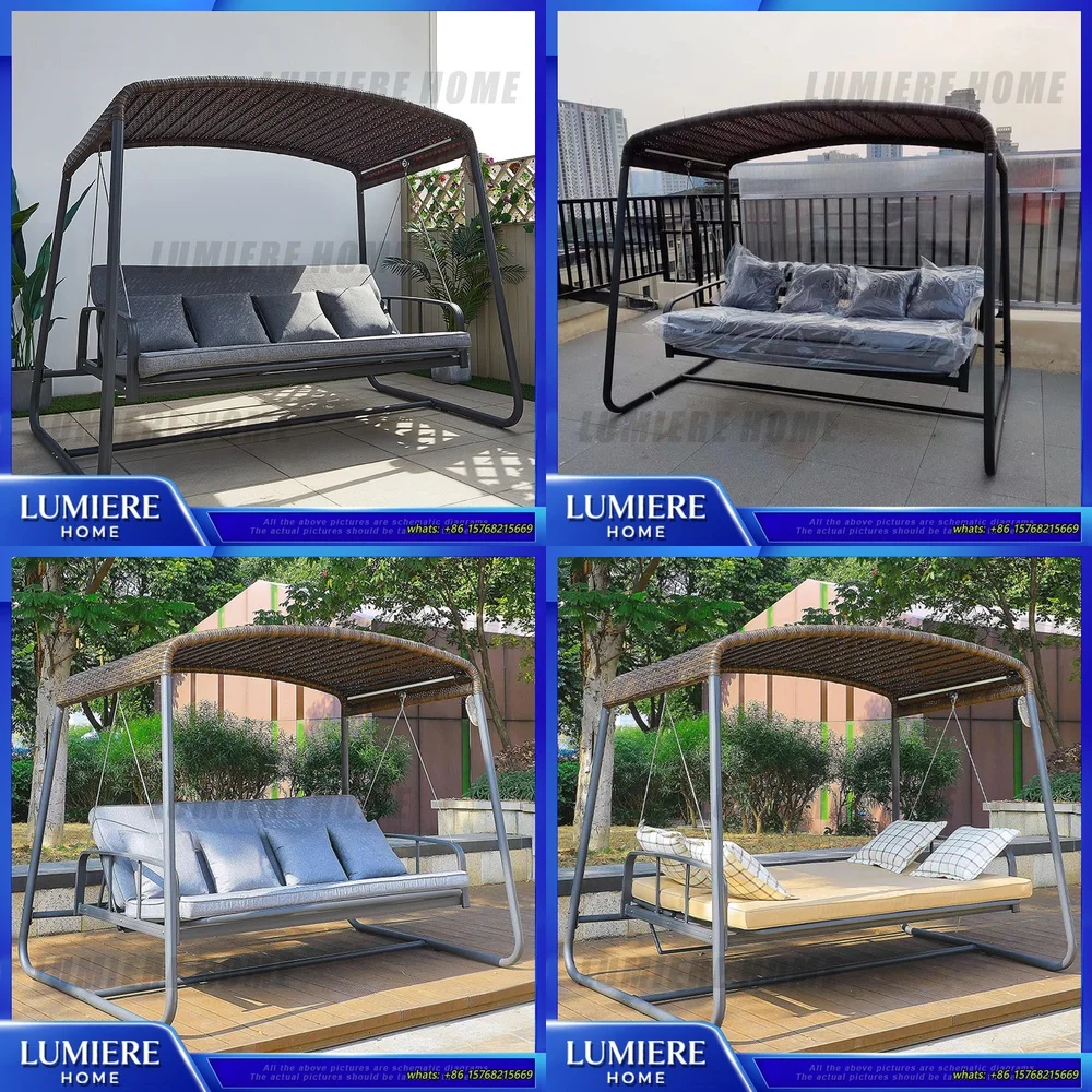 

Outdoor Hanging Swing Chair for Patio Balcony Garden Nordic Style Hammock Lounger with Stand Adjustable Relaxation Seat for