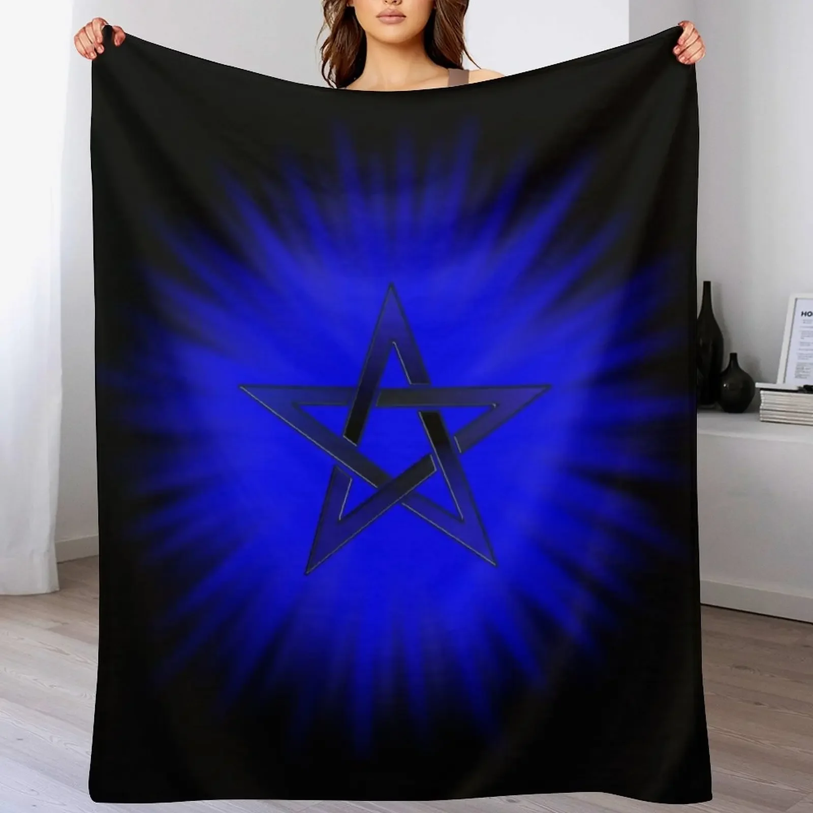 

Blue Star Pentagram Throw Blanket Men's Soft Warm Throw Blanket for Couch