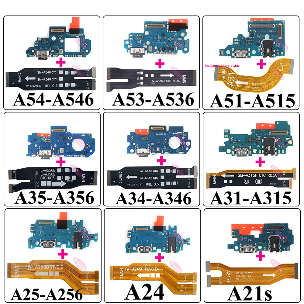Placa de puerto de carga para Samsung Galaxy A54 A53 A51 A35 A34, placa base de carga rápida, cable flexible USB para conectar la base de carga, piezas de repuesto