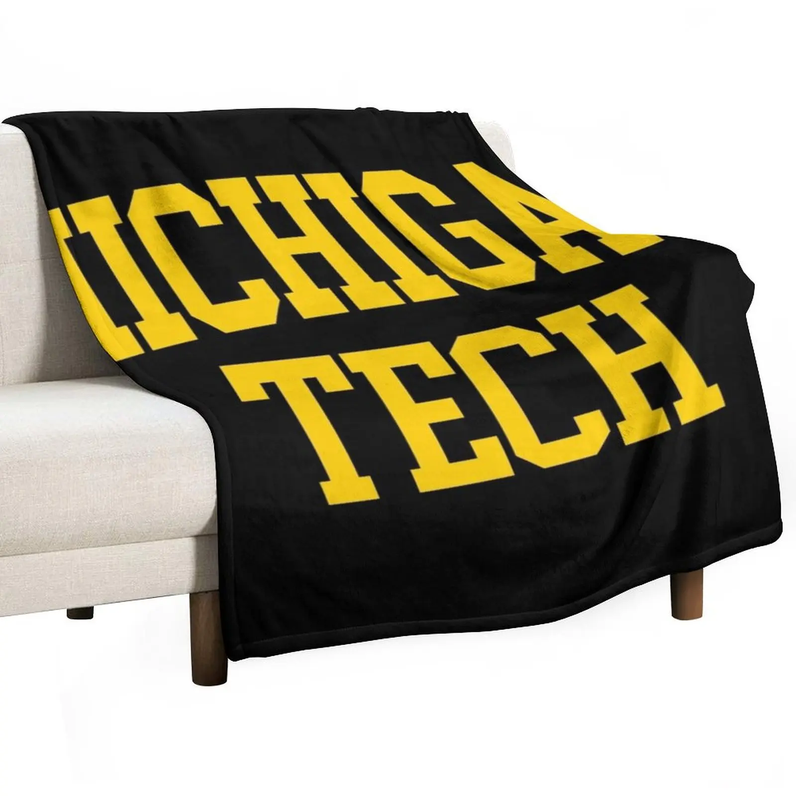 michigan tech - college font curved Throw Blanket warm for winter Moving Blankets For Bed Sofas Loose Thermal Blankets