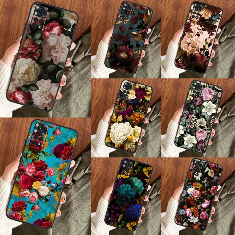 Midnight Garden Moody florals For Xiaomi Redmi Note 12 Pro Plus Case Redmi Note 10 9 8 11 Pro 11S 10S 9C 12C 10C Cover