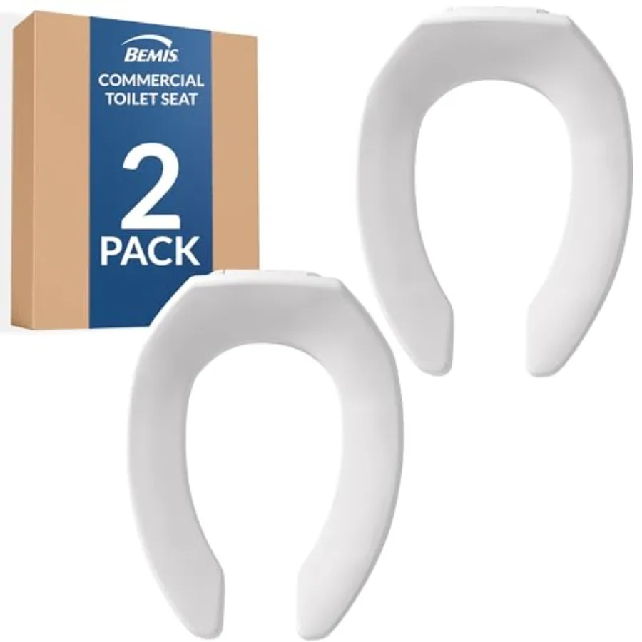 

2 Pack Commercial Open Front Plastic Toilet Seat Heavy Duty Industrial Seat Without Lid Secure Installation for Long Lasting Us