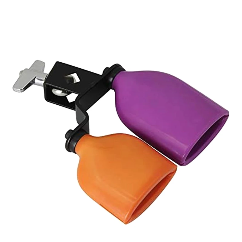 Bicolor Cowbell For Drum Set High And Low Tones Double Mounted Bell Kit Percussion Instruments Medium Size Durable Easy To Use