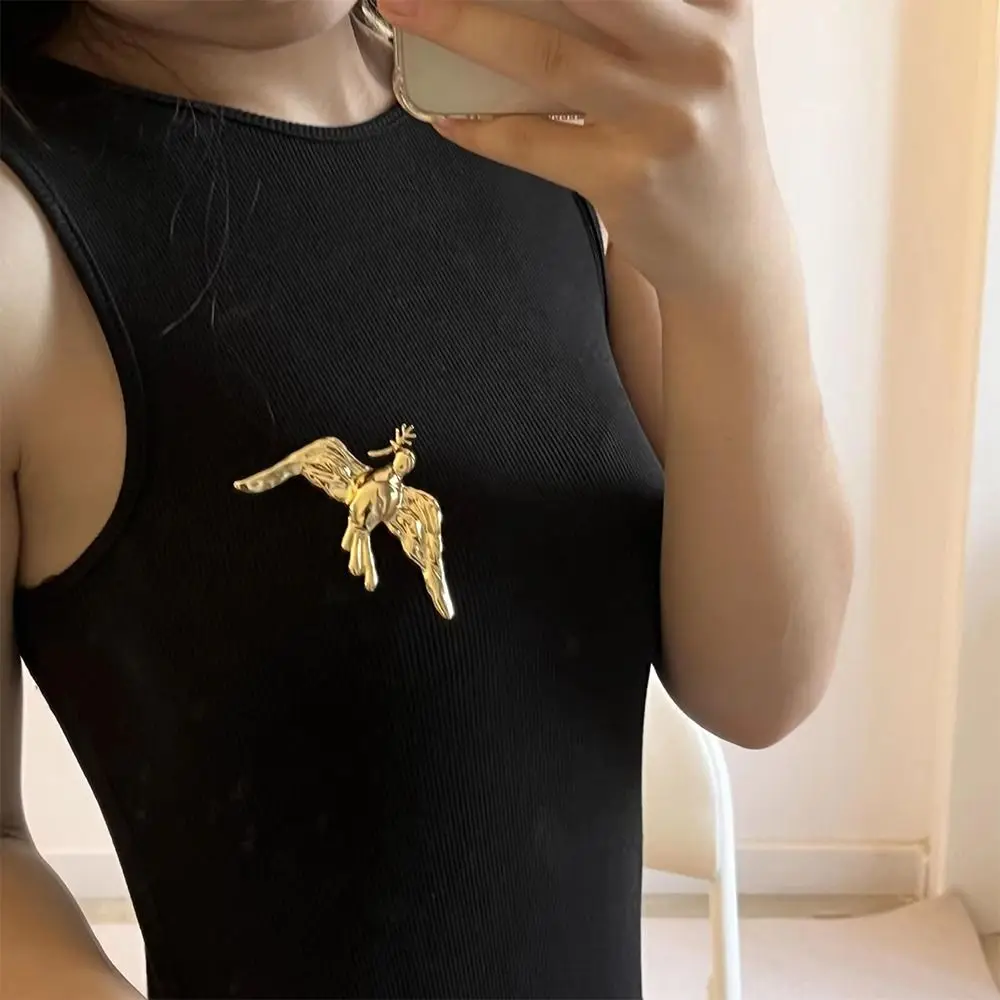 Party Gold-Plated Peace Dove Brooch Vintage Retro Olive Branch Pin Luxury Elegant Corsage Pin for Women