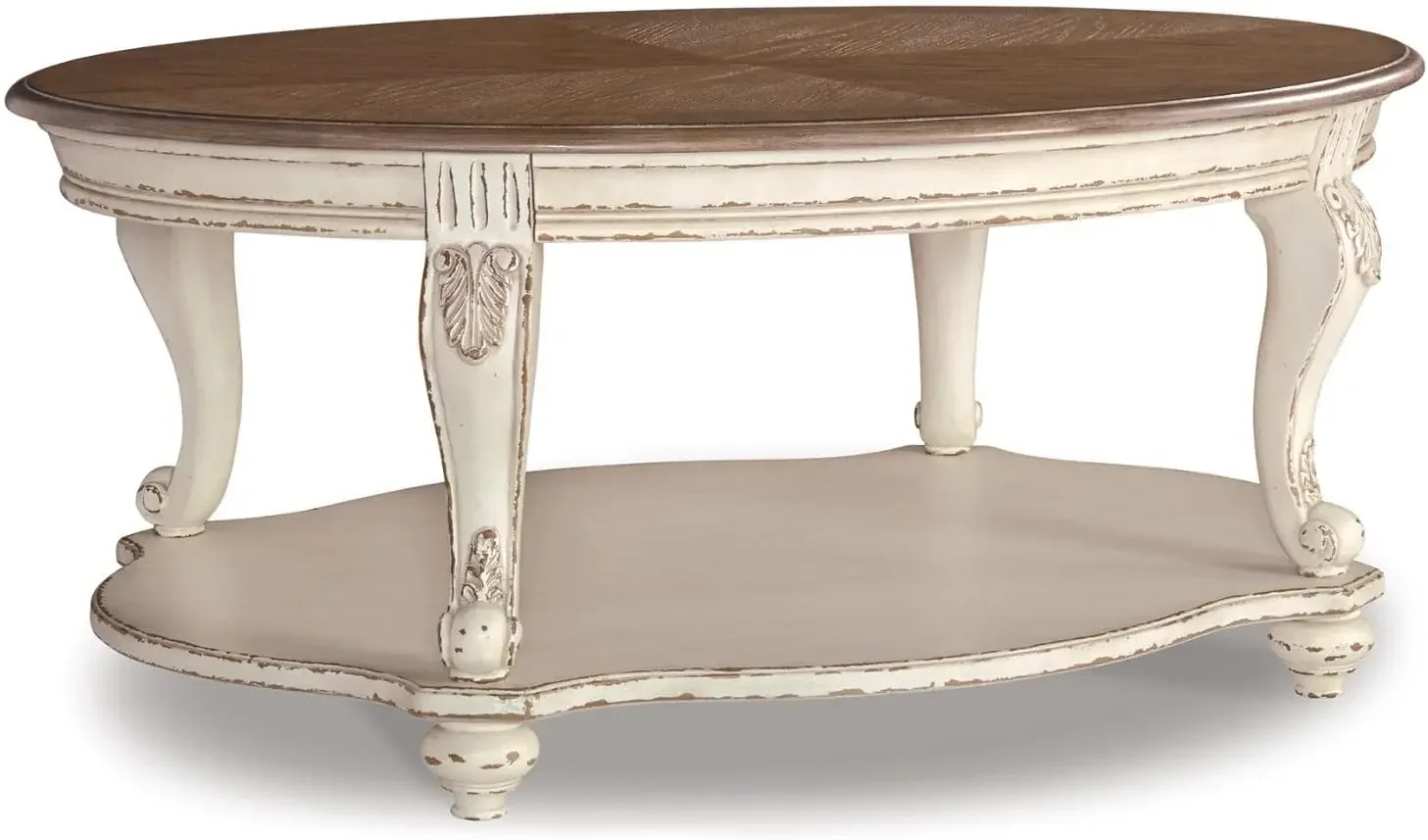 

Realyn Casual Cottage Coffee Table, Antique White & Brown