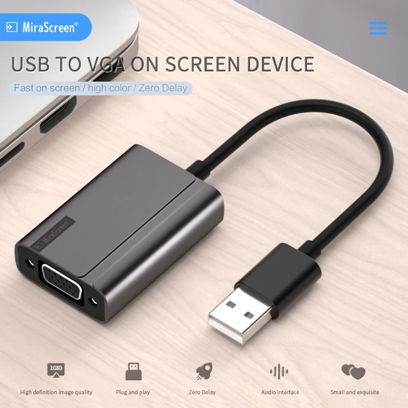 Usb3.0 To Vga Conversion Cable Projector 1080p Analog Converter Cable With Audio Video Same Screen Cable Projector Adapter