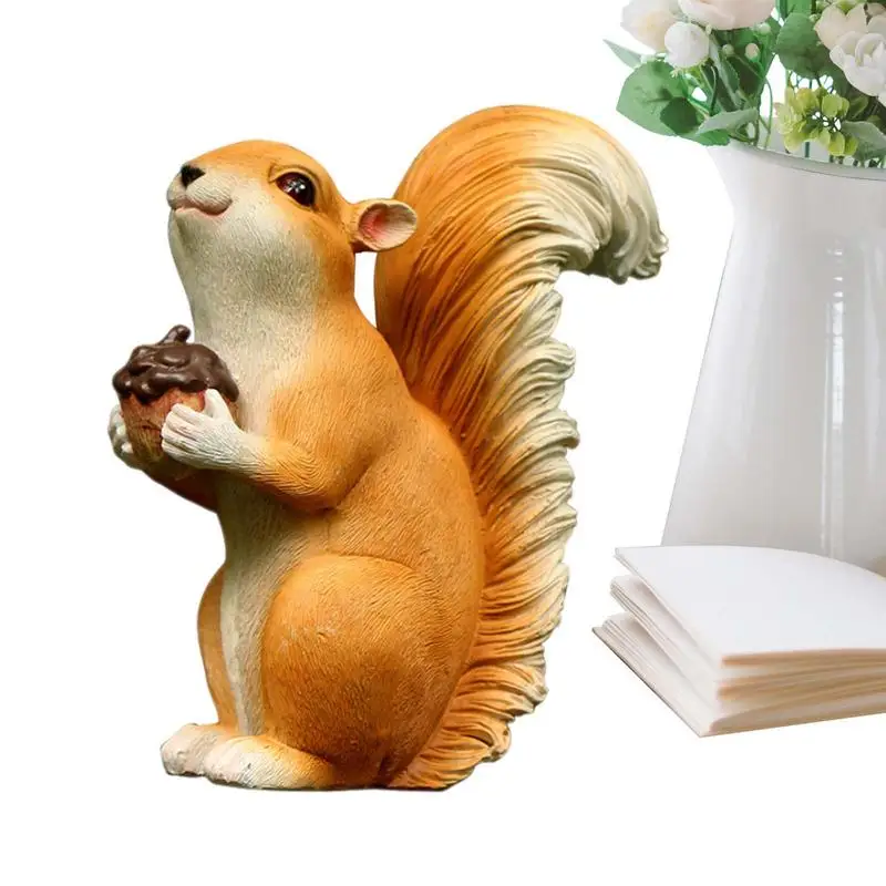 Squirrel Figurine Resin Garden Animal Statue Waterproof Outdoor Animal Figurines Lawn Ornaments Animals For Patio Lawn Park Fair