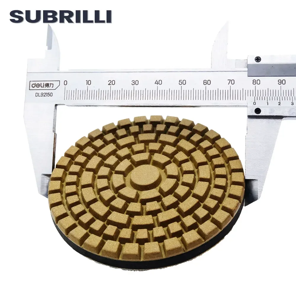 SUBRILLI 3Pcs เรซิ่นเพชรขัดคอนกรีตแผ่นซ่อมชั้น Renew แผ่นขัด3 "80Mm Grit 50 #-3000 #