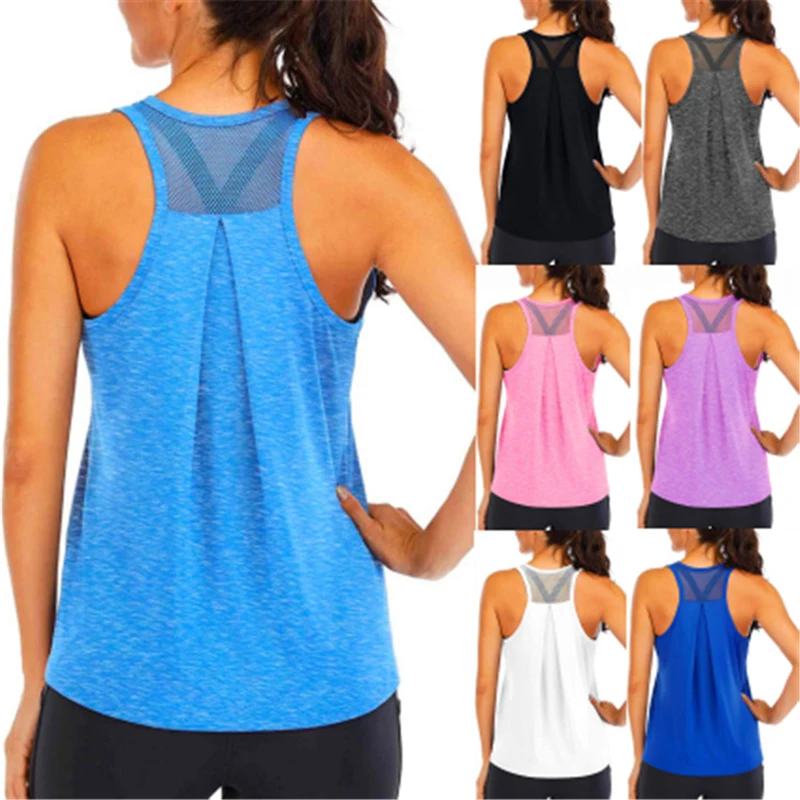 

Female Sport Top Women Workout Tops Mesh Racerback Tank Yoga Shirts Gym Clothes Sport Sleeveless Vest Singlet Training