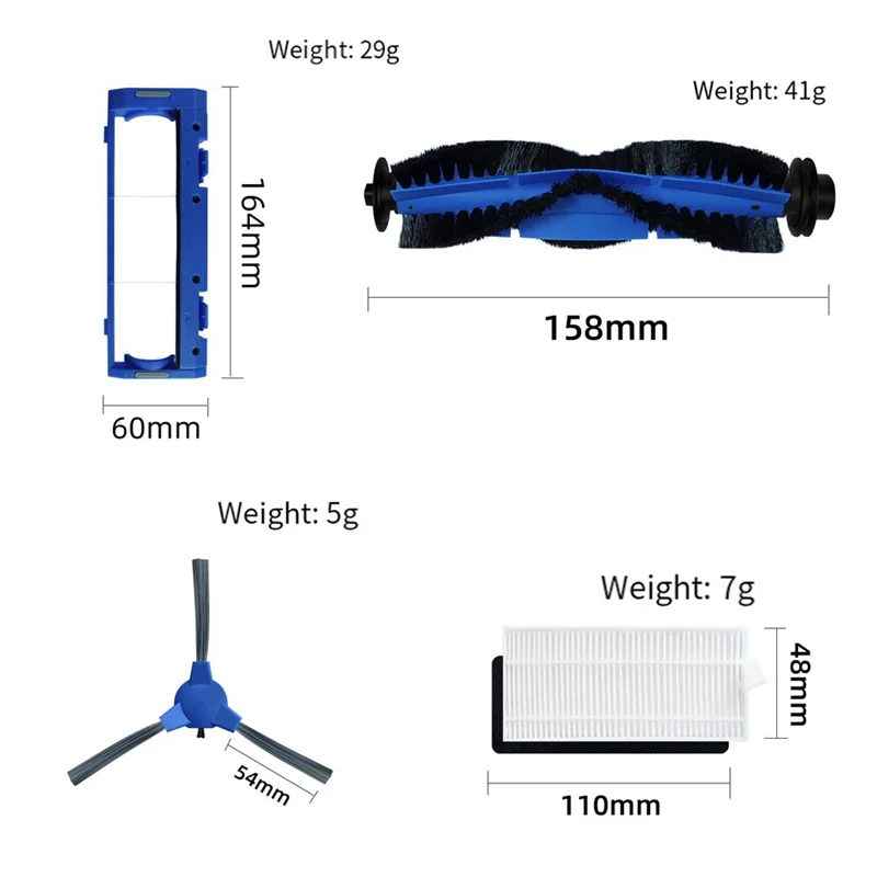 Abjs adequado para acessórios de vassoura escova lateral 11s robovac 30 filtro escova principal capa rolo escova