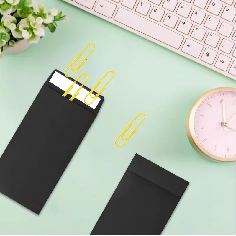 50pcs Envelopes Kraft Black for Cash Banknote Small Change Storage Packaging Sealed Bag Business Document Wedding Invitations