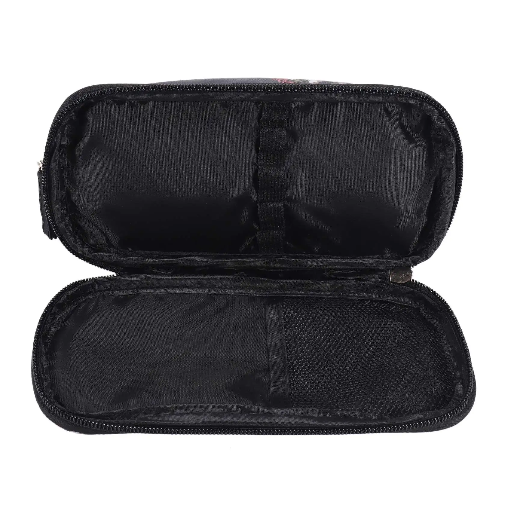 Bolsa de cosméticos portátil de doble capa, bolsa de maquillaje de viaje, bolsas circulares, bolsa de maquillaje para mujer, negro