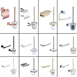 Wall Mount Toilet Paper Holder 304 Stainless Steel Anti Rust Bathroom Accessories Toilet Brush Holder Cleaning Tools Pendant Set
