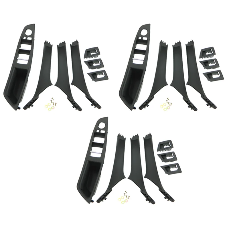 

3X RHD Car Interior Door Handle Inner Door Panel Pull Trim Cover for -Bmw 5 Serie F10 F11 520 525 Black RHD