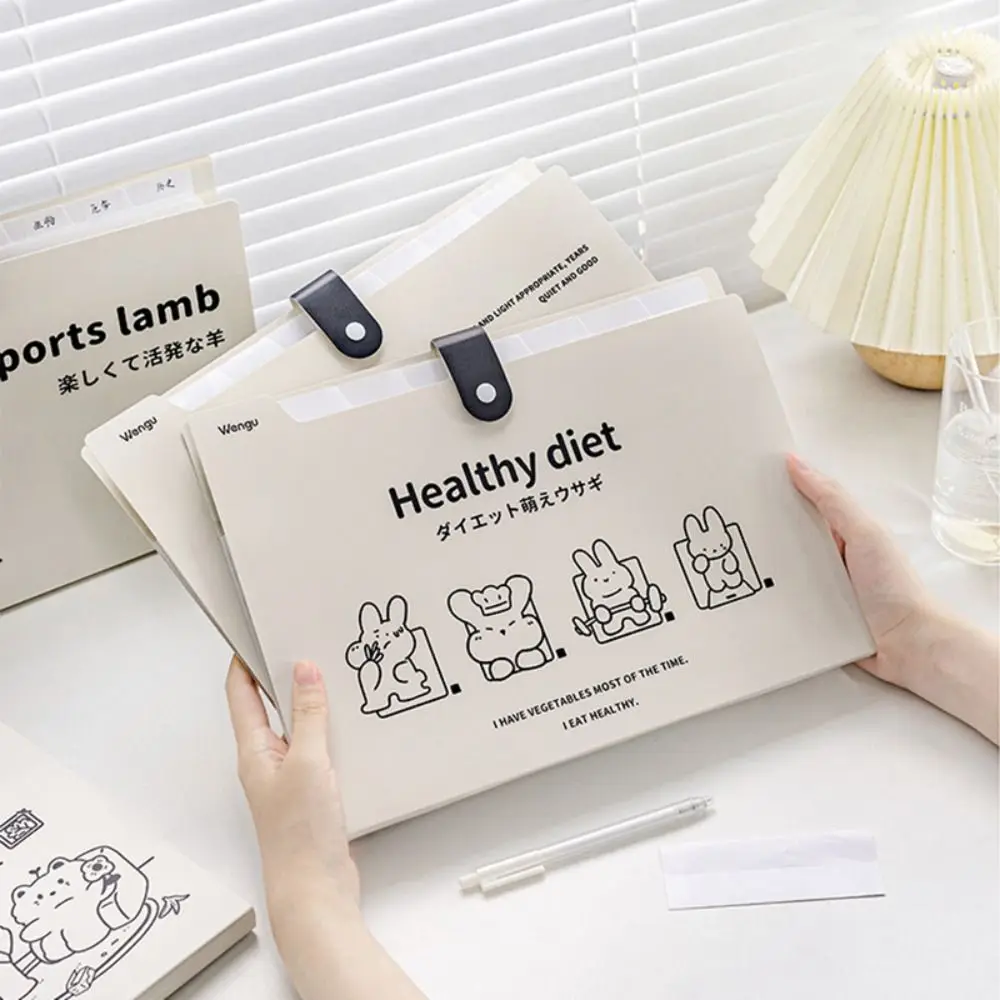 Simple Waterproof A4 File Folder 8 Pockets Large Capacity A4 Paper Storage Bag Thickened PP Classification Folder School Office