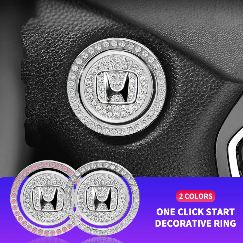 Car Start Switch Button Auto Decorative Diamond Stickers For Honda Civci FIT CRV Accord Jazz HRV Dio Stepwgn Prelude Odyssey