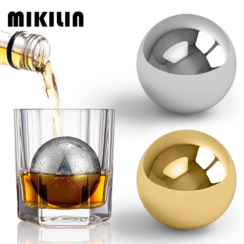 2Pcs Reusable Stainless Steel Ice Cubes Cooling Metal Ice Balls Whiskey Cooler Wine Beer Chilling Stones Bar Tool Accessories