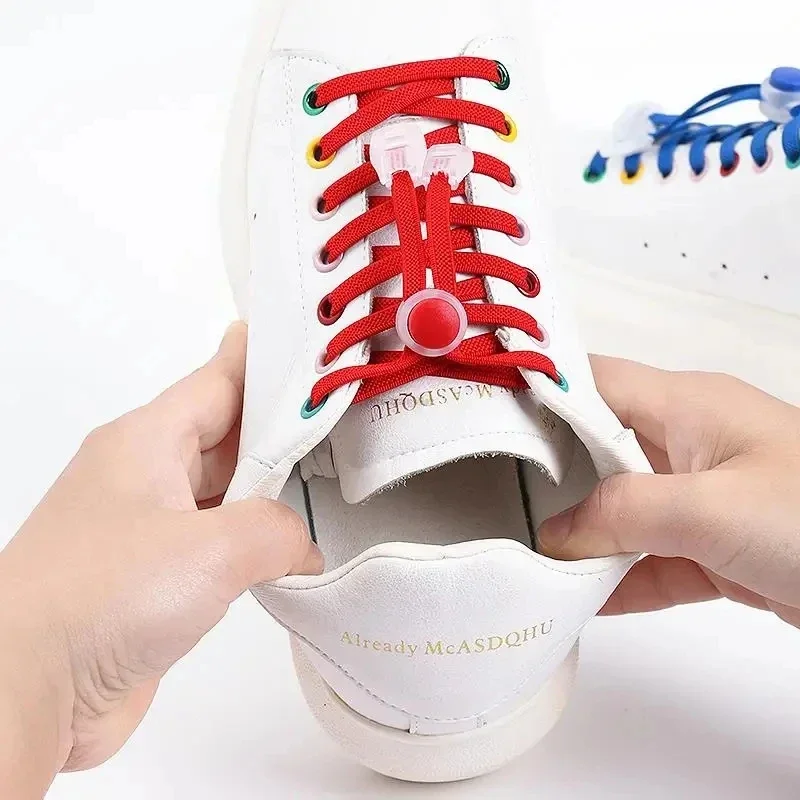 1 زوج لا التعادل الربيع مشبك قفل سريع الأربطة من الملونة مطاطا حذاء رياضة الأربطة الرجال والنساء متعطل الأربطة إكسسوارات أحذية #2