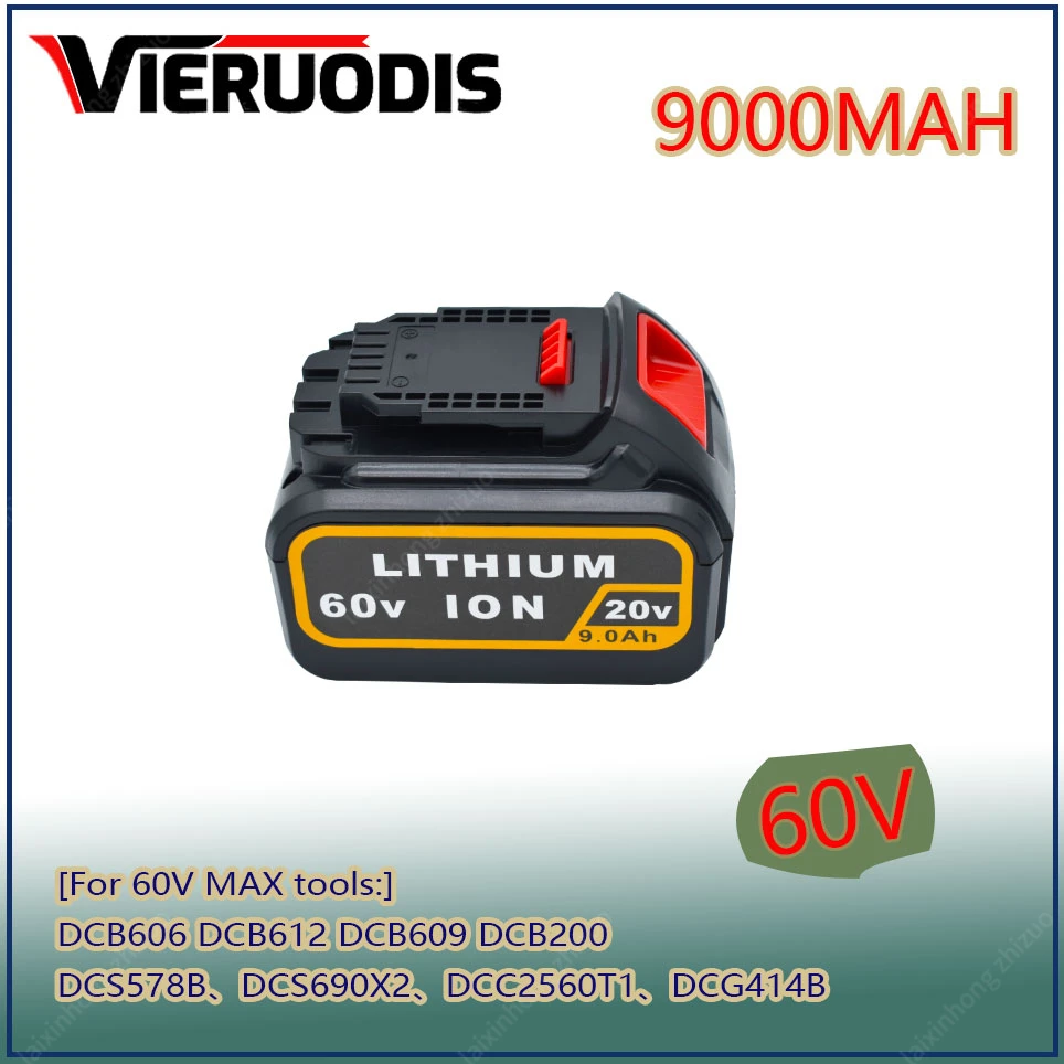 

9.0Ah 20V 60V MAX Replacement Battery for Dewalt DCB606 DCB609 DCB205 DCB204 DCB206 DCB209 Power Screwdriver Tools Batteries