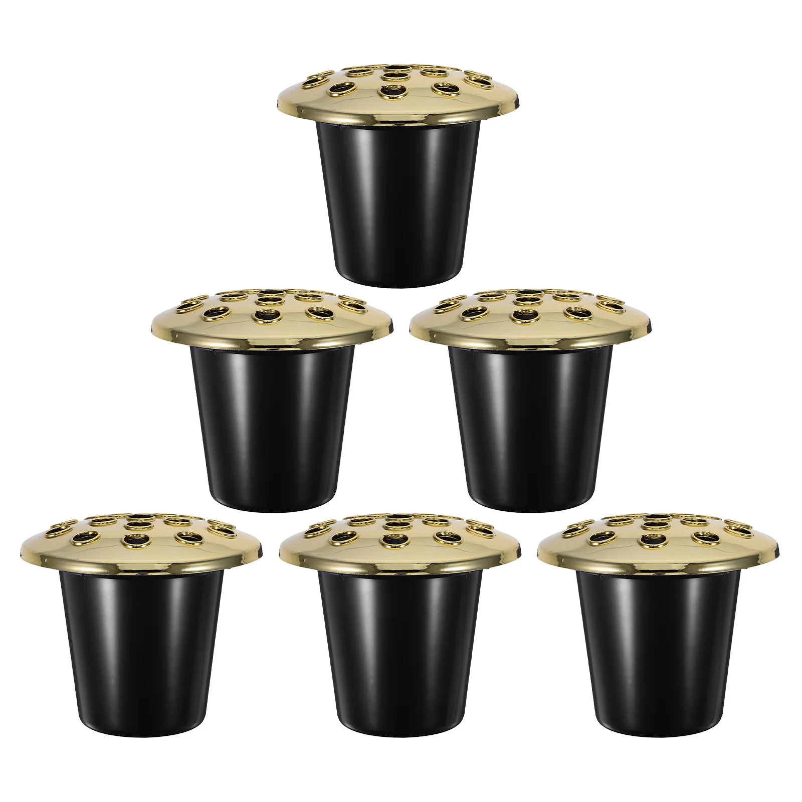 

6Pcs Memorial Flower Vase Insert: Lotus-Shaped 16-Hole Grave Flower Pot for Cemetery Decorations Outdoor Funeral Arrangement