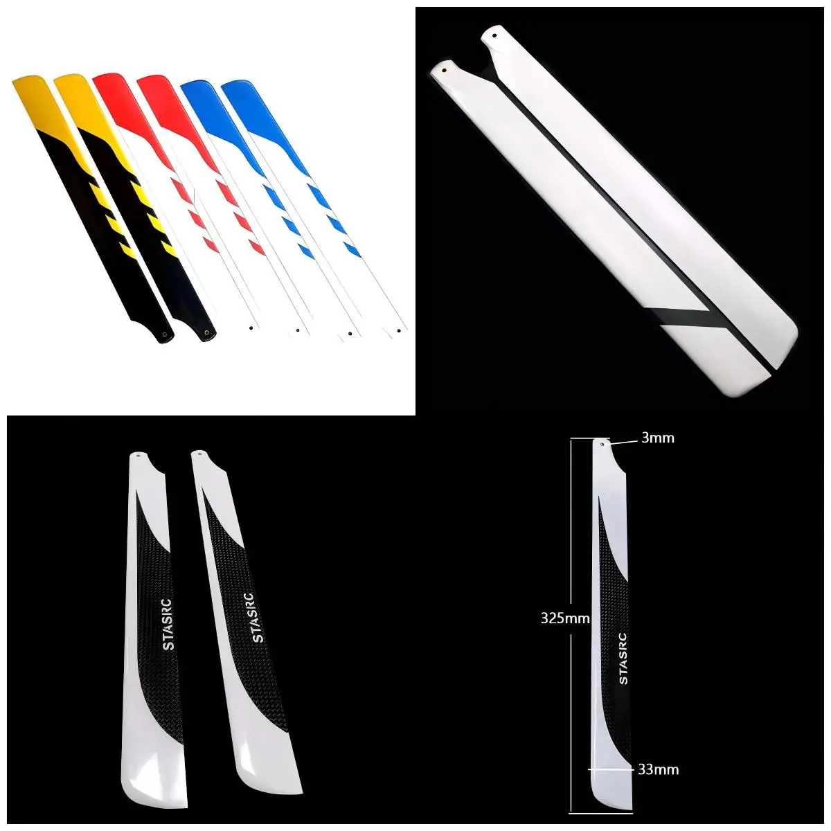 325mm Glass Fiber carbon fiber Main Rotor Blades for Align Trex 450 RC Helicopter