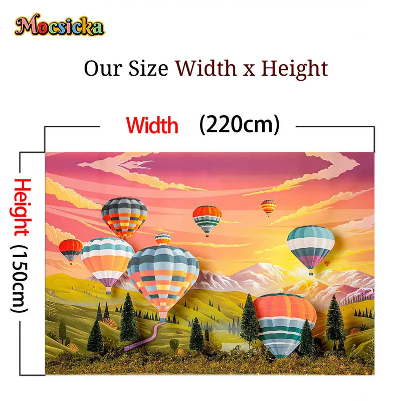 ลูกโป่งลมร้อนสีสันสดใสพื้นหลังสำหรับถ่ายภาพลูกโป่งสีสันสดใสสีเขียวตกแต่งงานปาร์ตี้ภาพเหมือนเด็ก