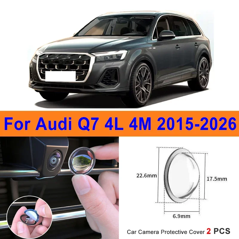 

360 Reverse Image Car Camera Cover Anti-Scratch PC Lens Protector Stickers For Audi Q7 4L 4M 2015-2026 2Pcs