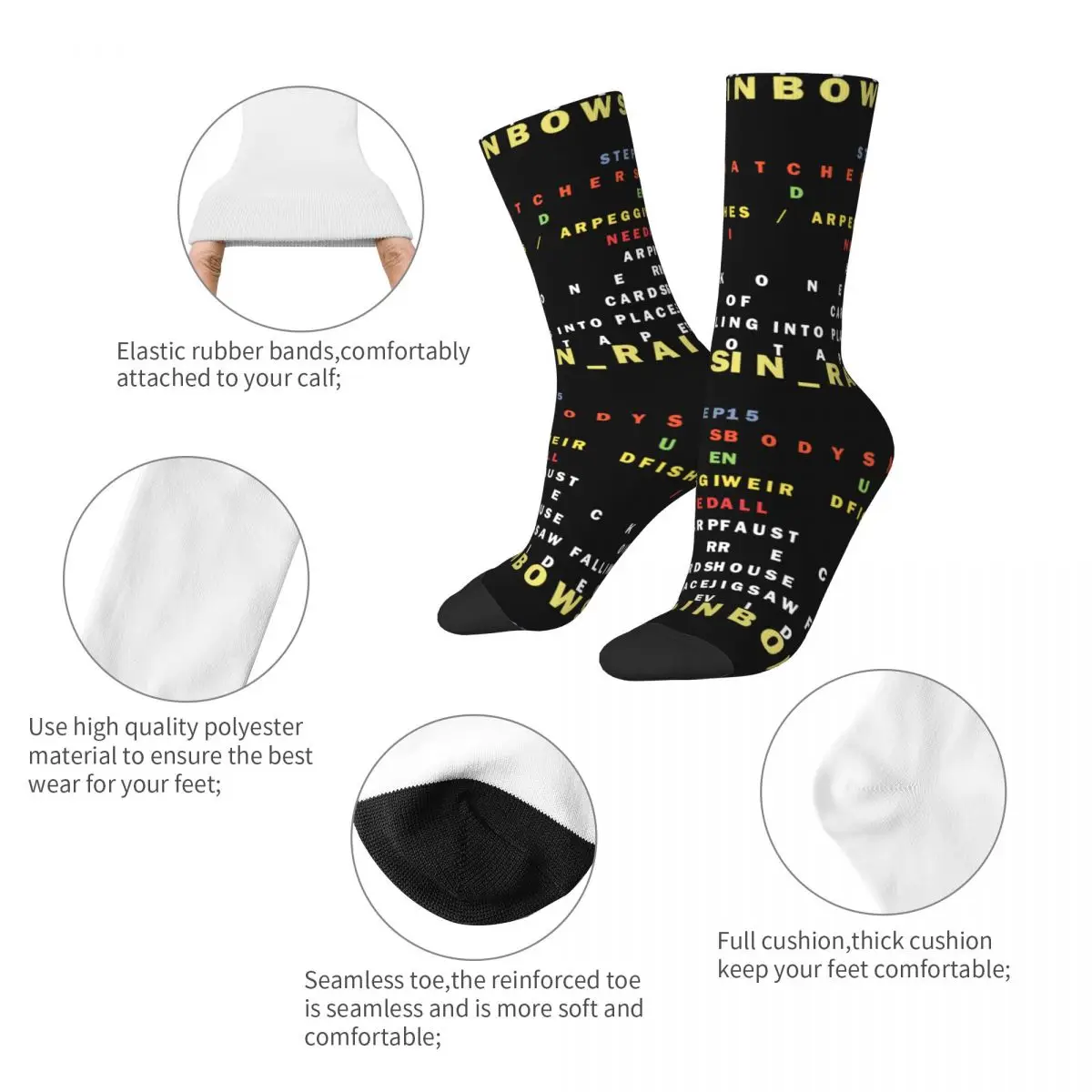 Radiohead In Rainbows Stuff Socks Flexible Graphic Long Stockings Cute Women's Christmas Present